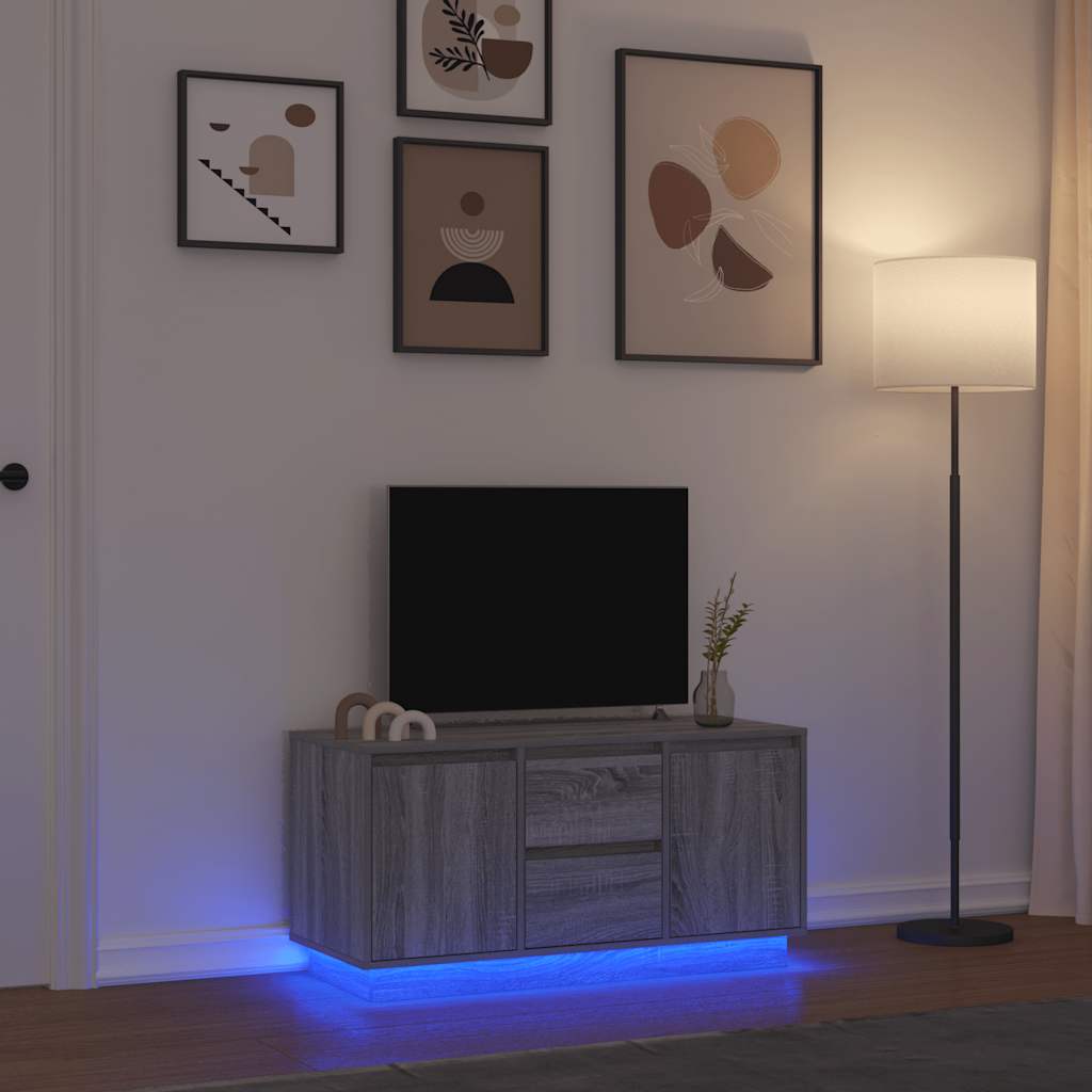 vidaXL Szafka RTV z oświetleniem LED Szara Sonoma 100x41x50 cm