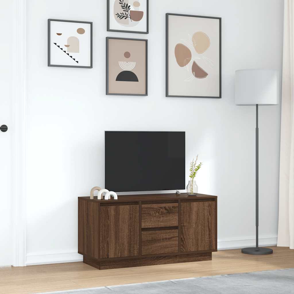 vidaXL Szafka RTV z oświetleniem LED Brązowy Dąb 100x41x50 cm