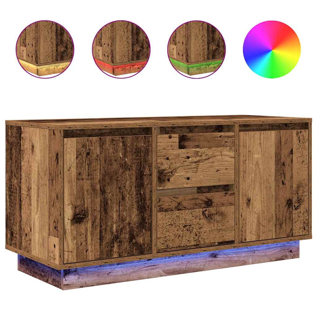 vidaXL Szafka RTV z oświetleniem LED Stare drewno 100x41x50 cm