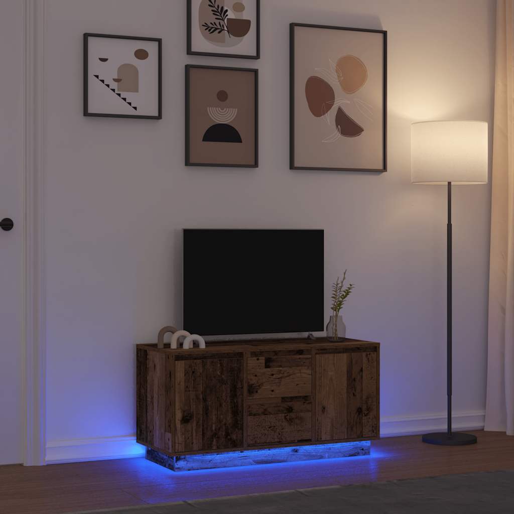 vidaXL Szafka RTV z oświetleniem LED Stare drewno 100x41x50 cm