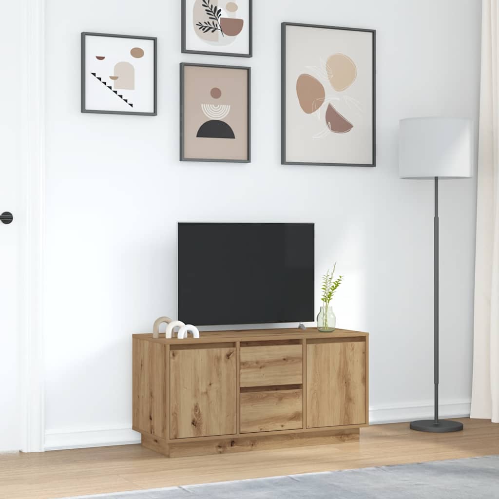 vidaXL Szafka RTV z oświetleniem LED Dąb Artisan 100x41x50 cm