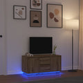 vidaXL Szafka RTV z oświetleniem LED Dąb Artisan 100x41x50 cm