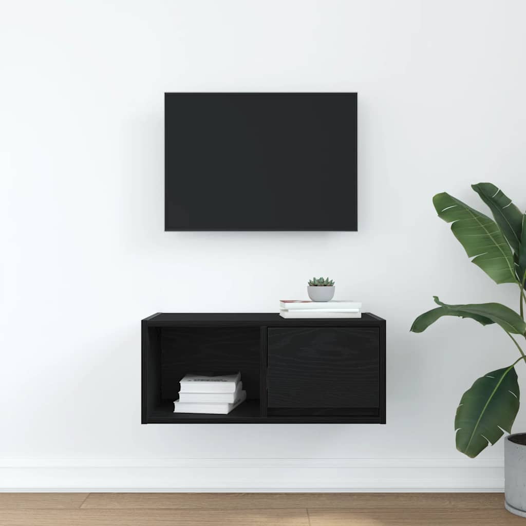 vidaXL Szafka RTV Czarny Dąb 60x31x25,5 cm Drewno klejone