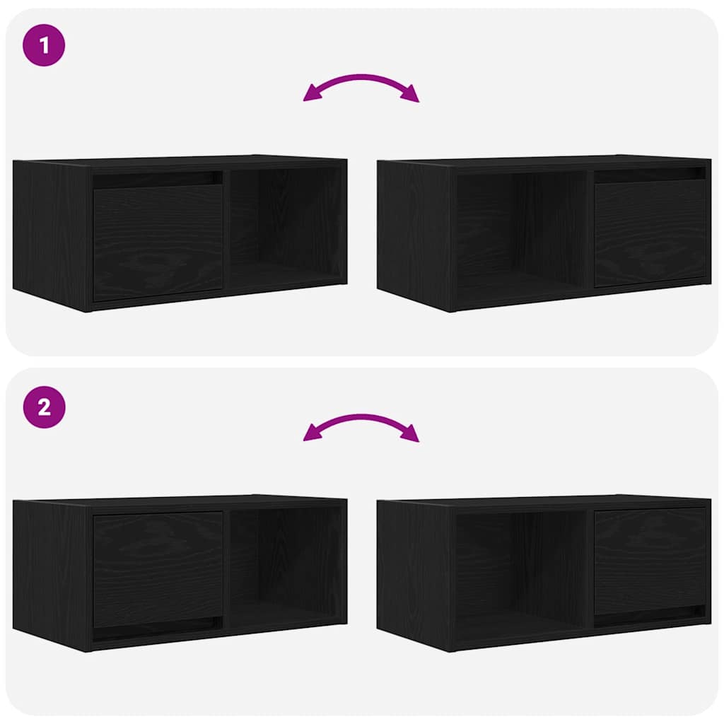 vidaXL Szafka RTV Czarny Dąb 60x31x25,5 cm Drewno klejone