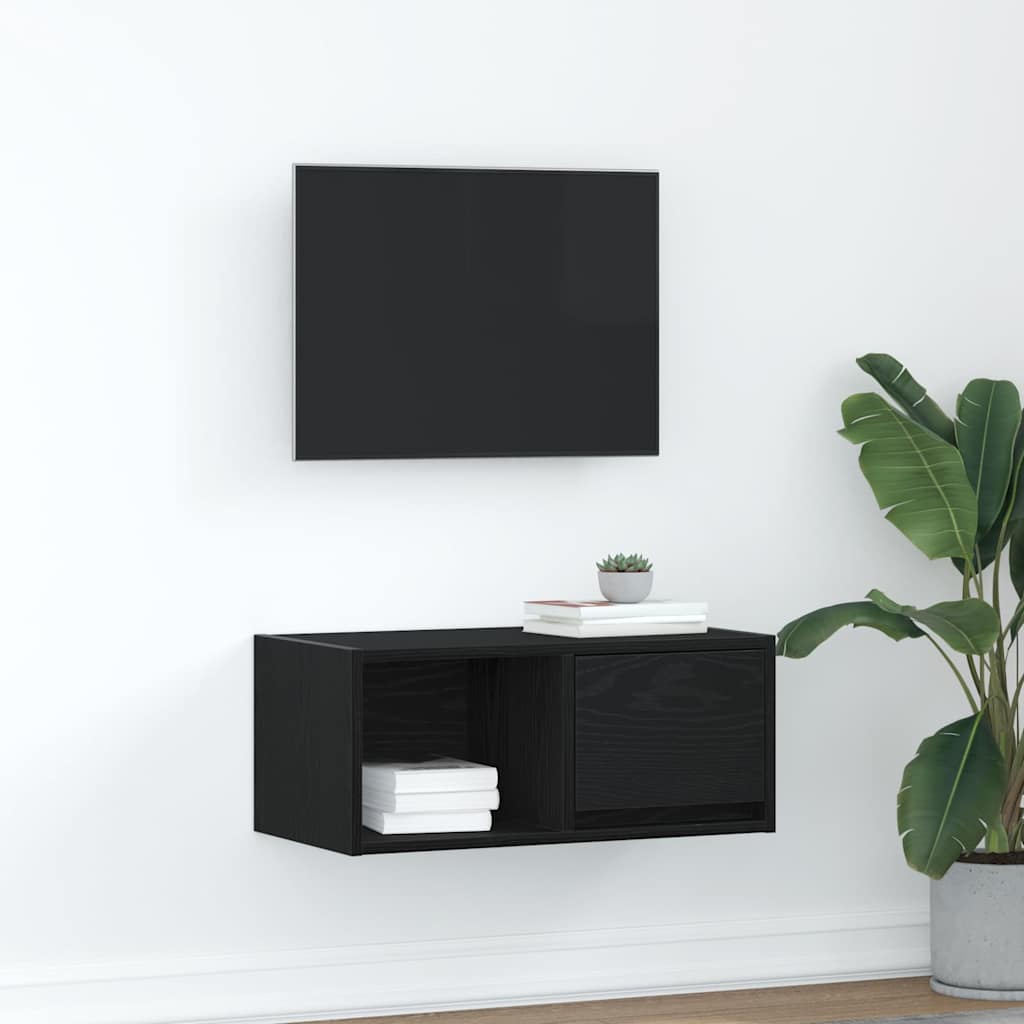 vidaXL Szafka RTV Czarny Dąb 60x31x25,5 cm Drewno klejone