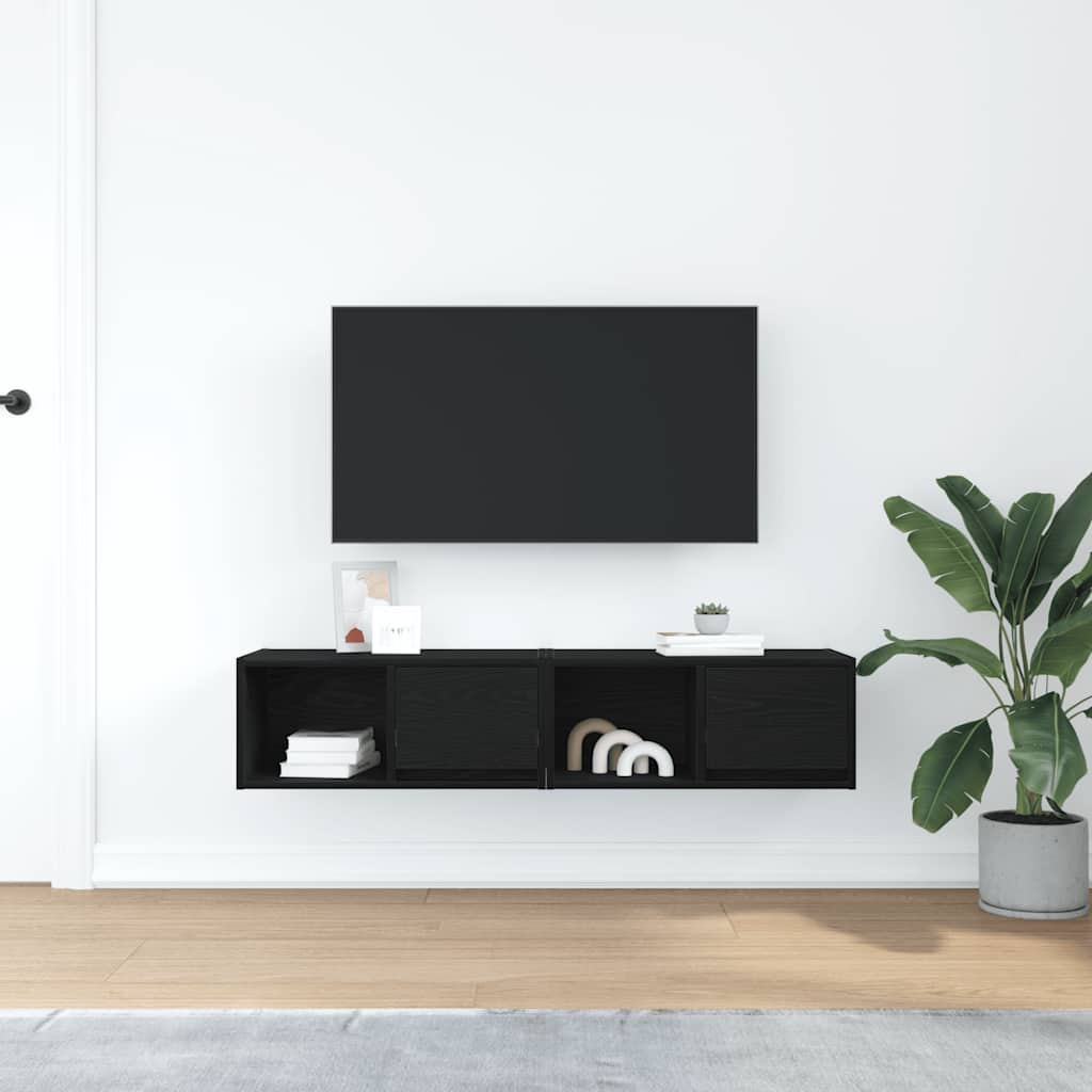 vidaXL Szafki RTV 2 szt. Dąb czarny 60x31x25,5 cm Drewno klejone