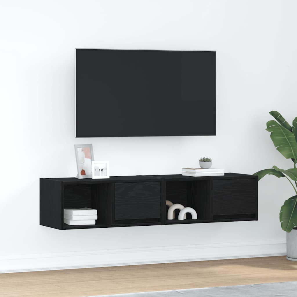 vidaXL Szafki RTV 2 szt. Dąb czarny 60x31x25,5 cm Drewno klejone
