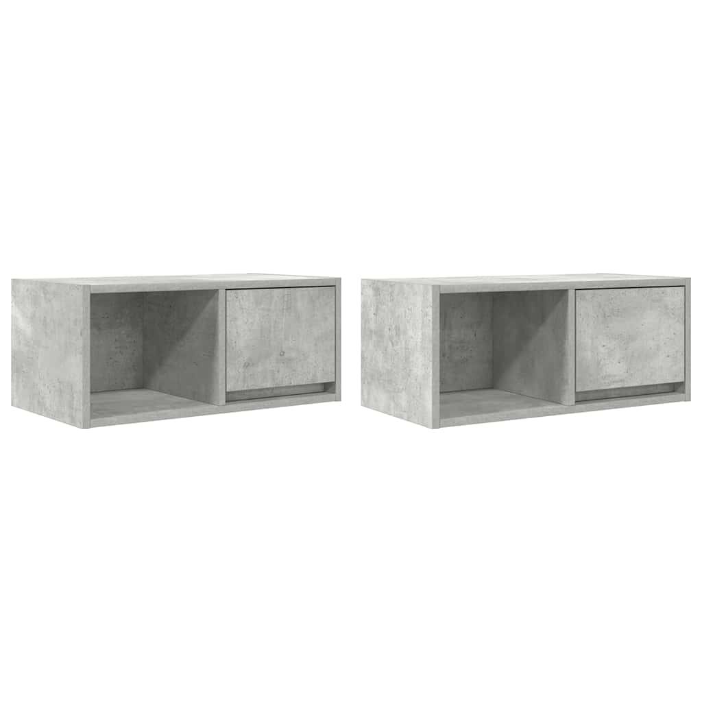 vidaXL Szafki RTV 2 szt. Beton Szary 60x31x25,5 cm Drewno klejone