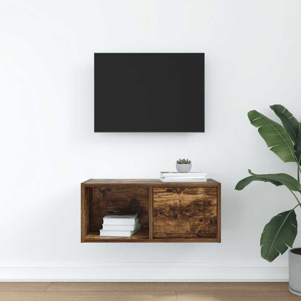 vidaXL Szafka RTV Dąb wędzony 60x31x25,5 cm Drewno klejone