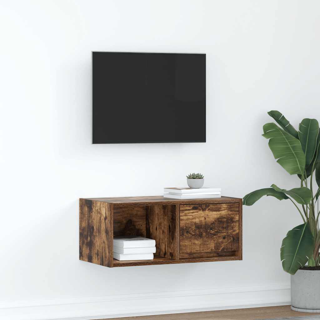 vidaXL Szafka RTV Dąb wędzony 60x31x25,5 cm Drewno klejone
