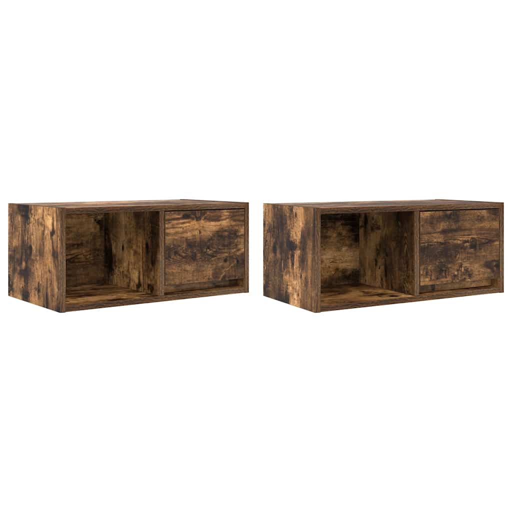 vidaXL Szafki RTV 2 szt. Dąb wędzony 60x31x25,5 cm Drewno klejone
