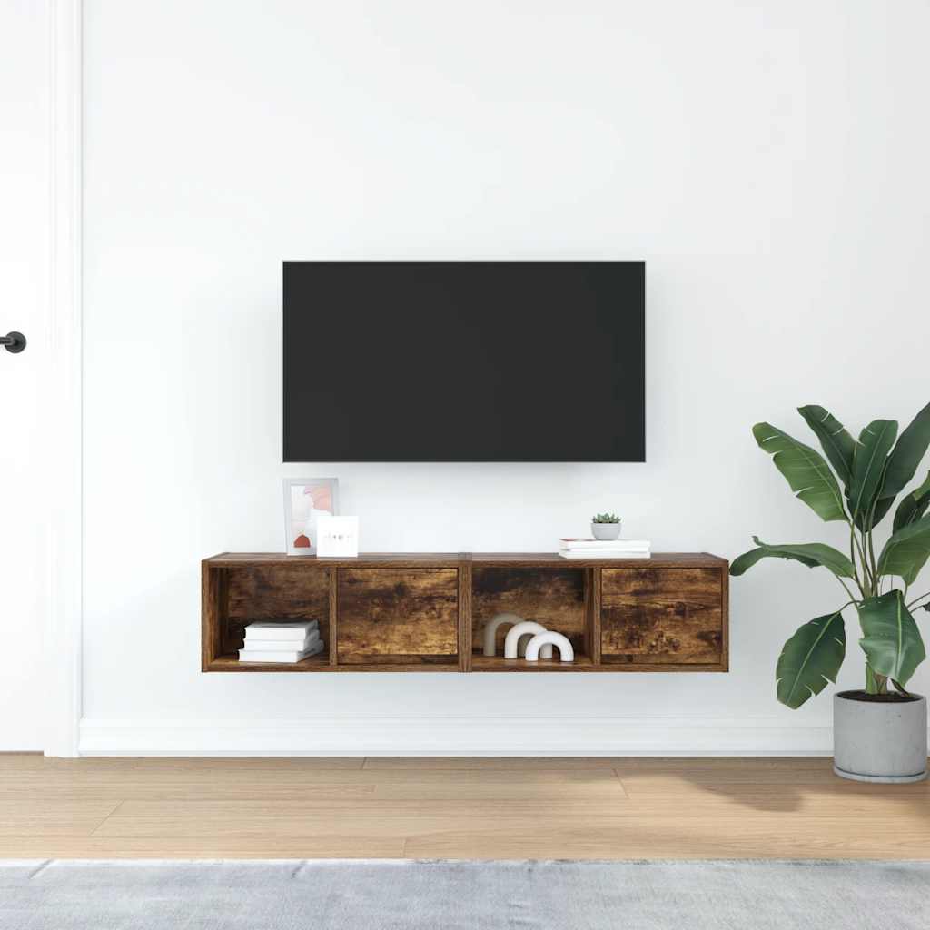 vidaXL Szafki RTV 2 szt. Dąb wędzony 60x31x25,5 cm Drewno klejone