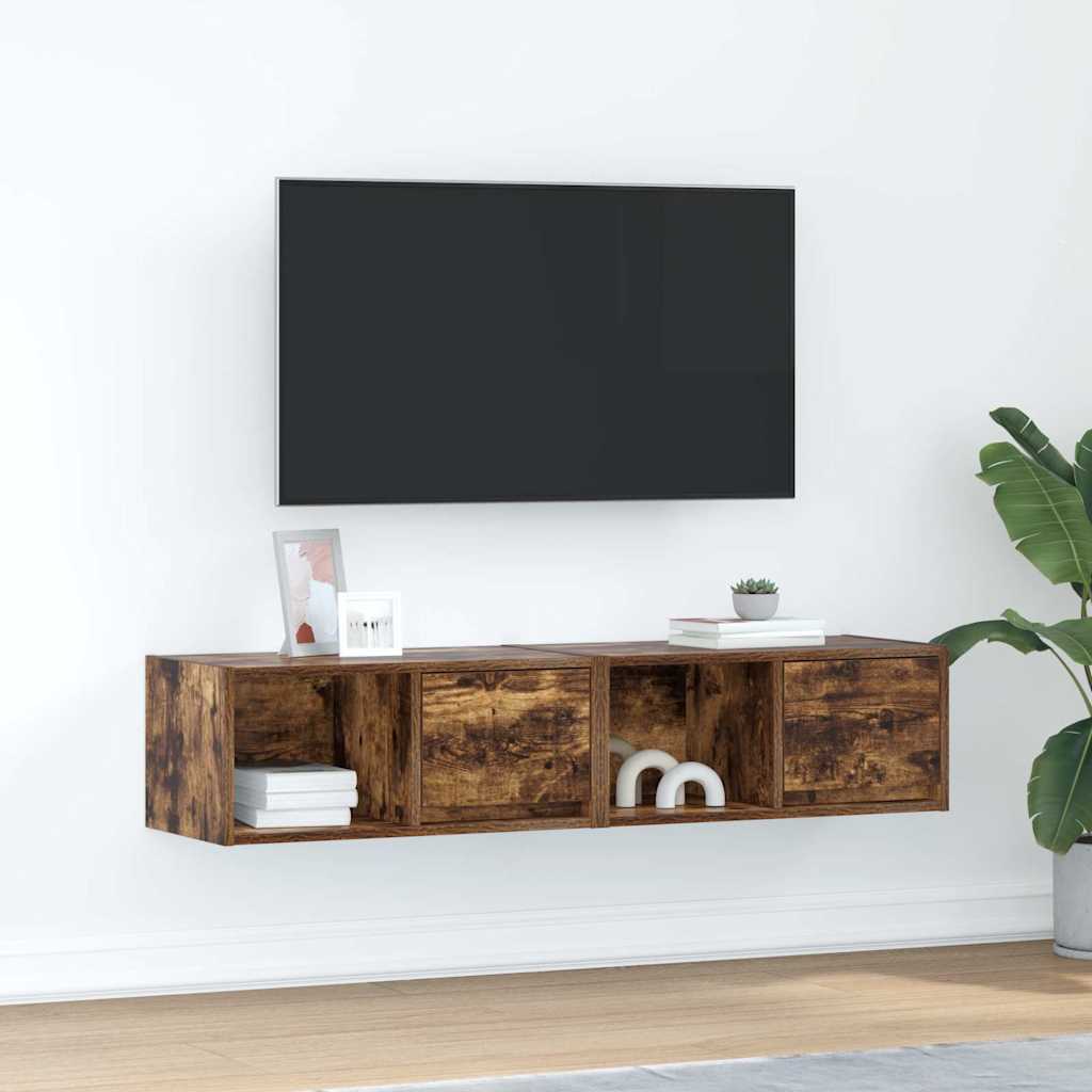 vidaXL Szafki RTV 2 szt. Dąb wędzony 60x31x25,5 cm Drewno klejone