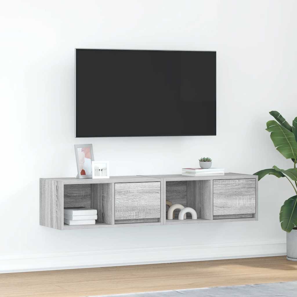 vidaXL Szafki RTV 2 szt. Szary Sonoma 60x31x25,5 cm Drewno klejone