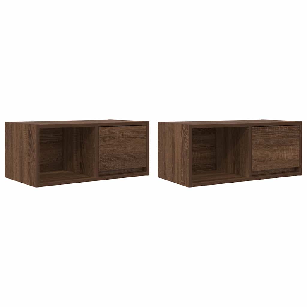 vidaXL Szafki RTV 2 szt. Brązowy dąb 60x31x25,5 cm Drewno klejone