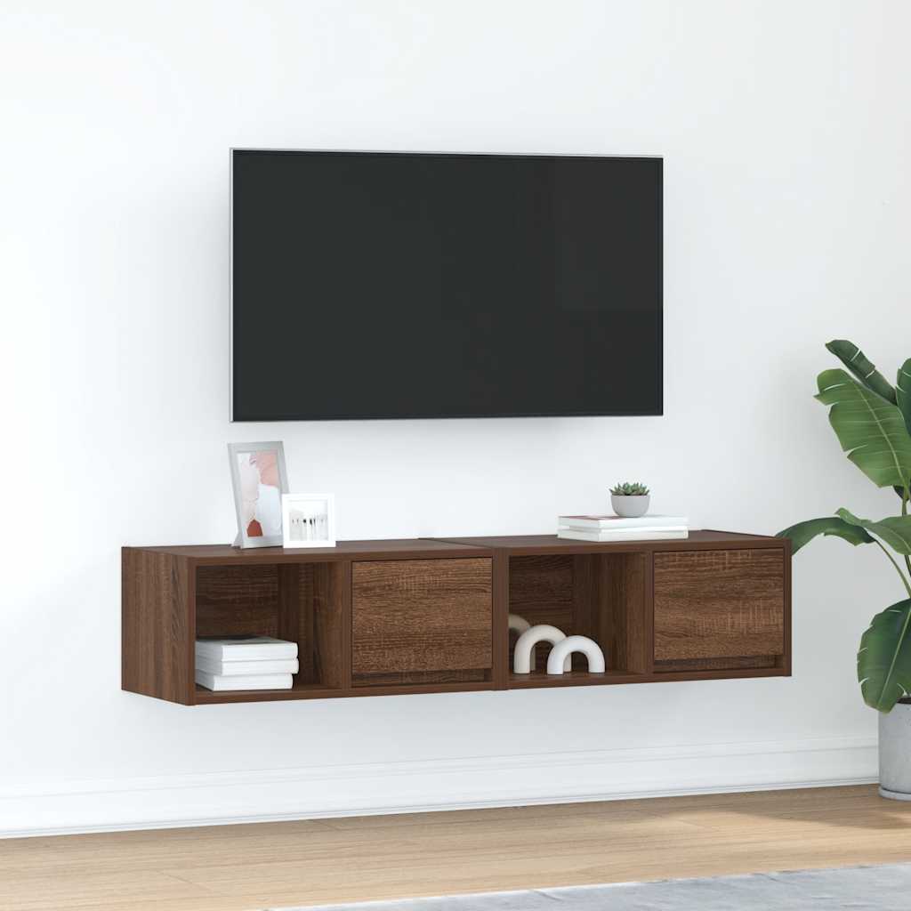 vidaXL Szafki RTV 2 szt. Brązowy dąb 60x31x25,5 cm Drewno klejone