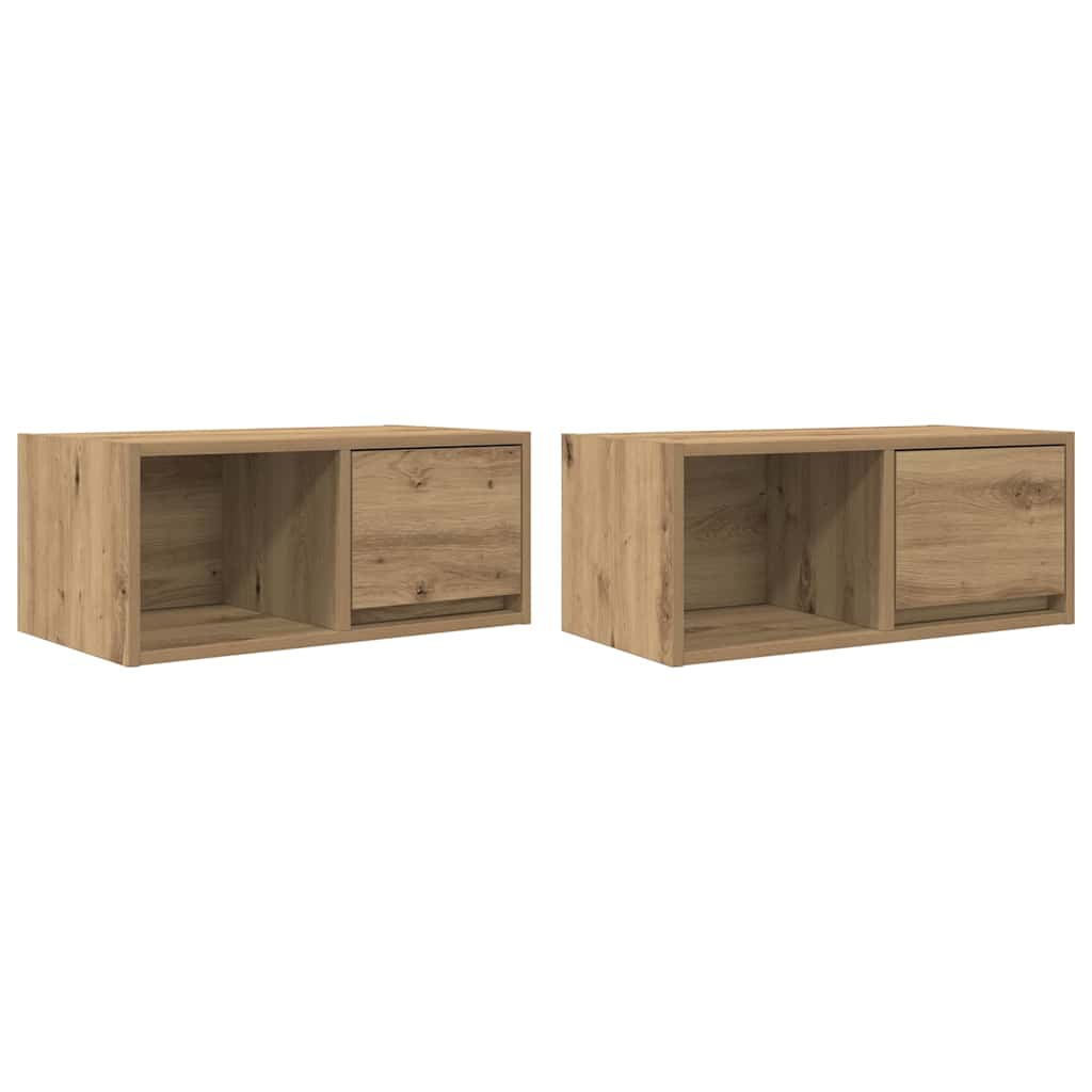 vidaXL Szafki RTV 2 szt. Dąb Artisan 60x31x25,5 cm Drewno klejone