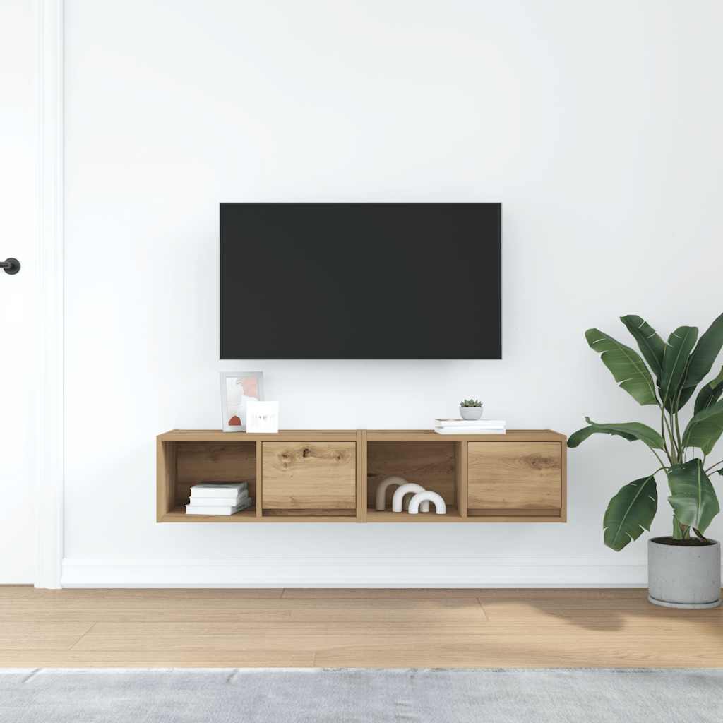 vidaXL Szafki RTV 2 szt. Dąb Artisan 60x31x25,5 cm Drewno klejone