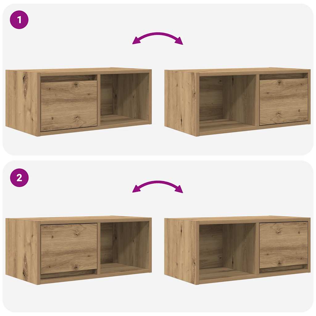 vidaXL Szafki RTV 2 szt. Dąb Artisan 60x31x25,5 cm Drewno klejone