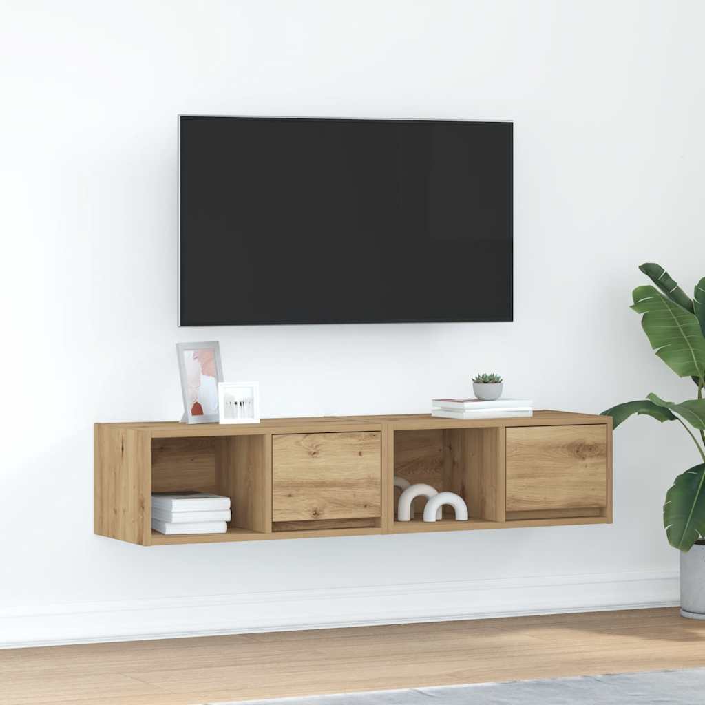 vidaXL Szafki RTV 2 szt. Dąb Artisan 60x31x25,5 cm Drewno klejone