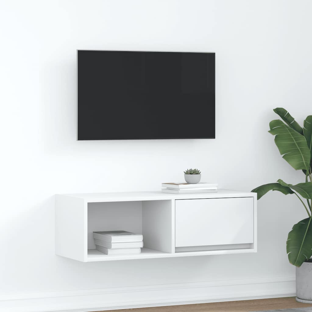 vidaXL Szafka RTV Biała 80x31x25,5 cm Drewno klejone