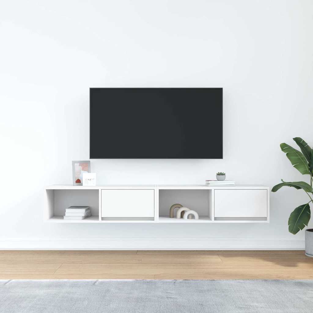 vidaXL Szafki pod TV 2 szt. Białe 80x31x25,5 cm Drewno klejone