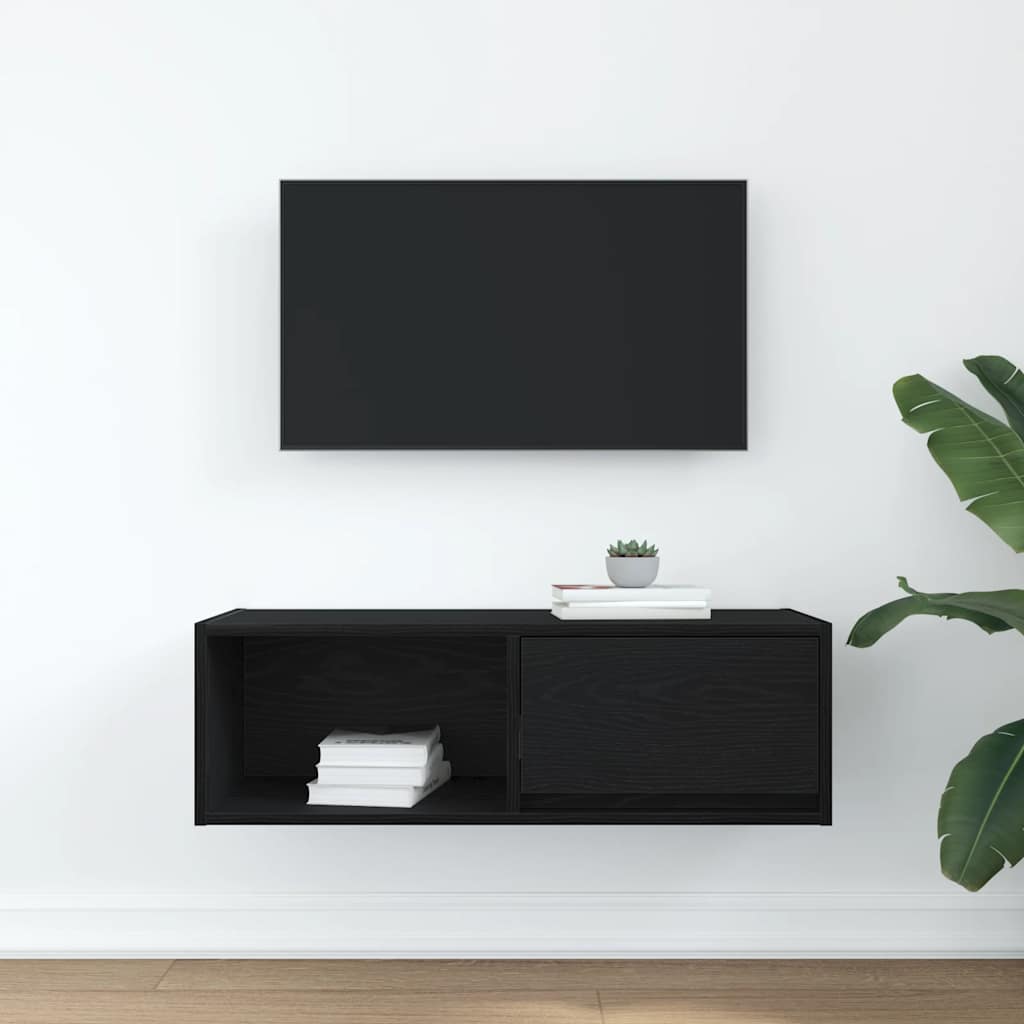 vidaXL Szafka RTV Czarny Dąb 80x31x25,5 cm Drewno klejone