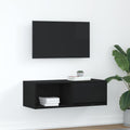vidaXL Szafka RTV Czarny Dąb 80x31x25,5 cm Drewno klejone