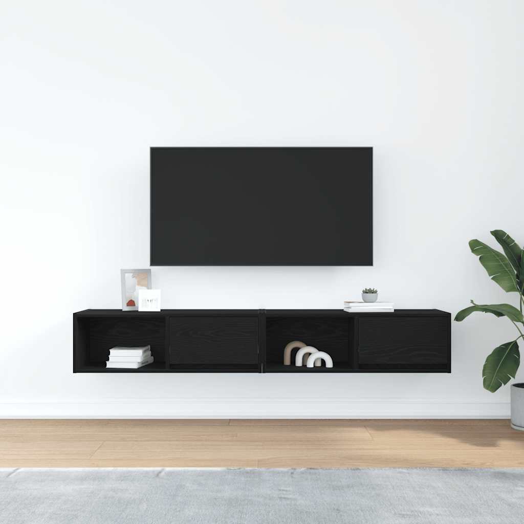 vidaXL Szafki RTV 2 szt. Dąb czarny 80x31x25,5 cm Drewno klejone