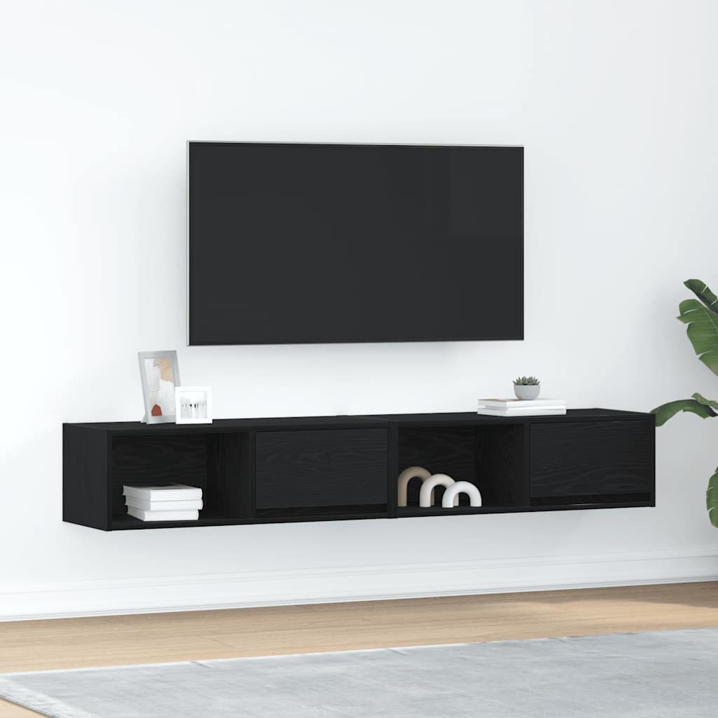 vidaXL Szafki RTV 2 szt. Dąb czarny 80x31x25,5 cm Drewno klejone