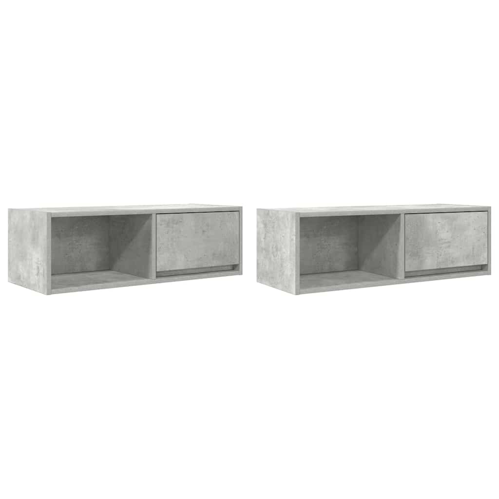 vidaXL Szafki RTV 2 szt. Beton Szary 80x31x25,5 cm Drewno klejone