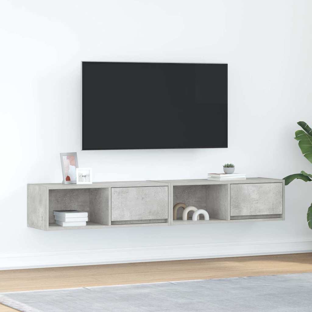 vidaXL Szafki RTV 2 szt. Beton Szary 80x31x25,5 cm Drewno klejone