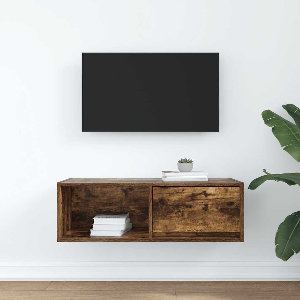 vidaXL Szafka RTV Dąb wędzony 80x31x25,5 cm Drewno klejone