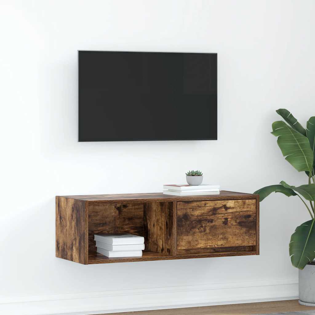 vidaXL Szafka RTV Dąb wędzony 80x31x25,5 cm Drewno klejone