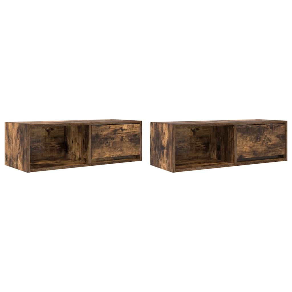 vidaXL Szafki RTV 2 szt. Dąb wędzony 80x31x25,5 cm Drewno klejone