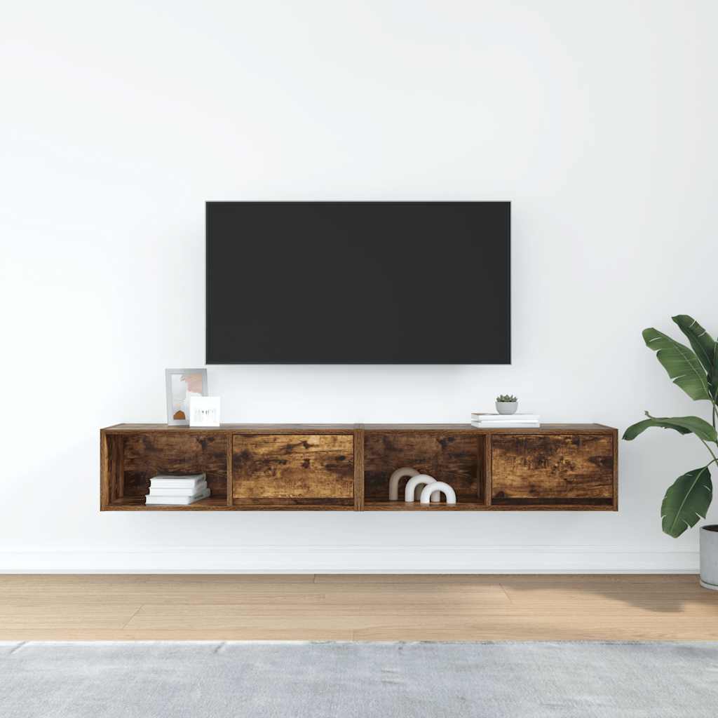 vidaXL Szafki RTV 2 szt. Dąb wędzony 80x31x25,5 cm Drewno klejone