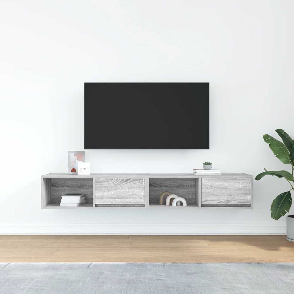 vidaXL Szafki RTV 2 szt. Szary Sonoma 80x31x25,5 cm Drewno klejone
