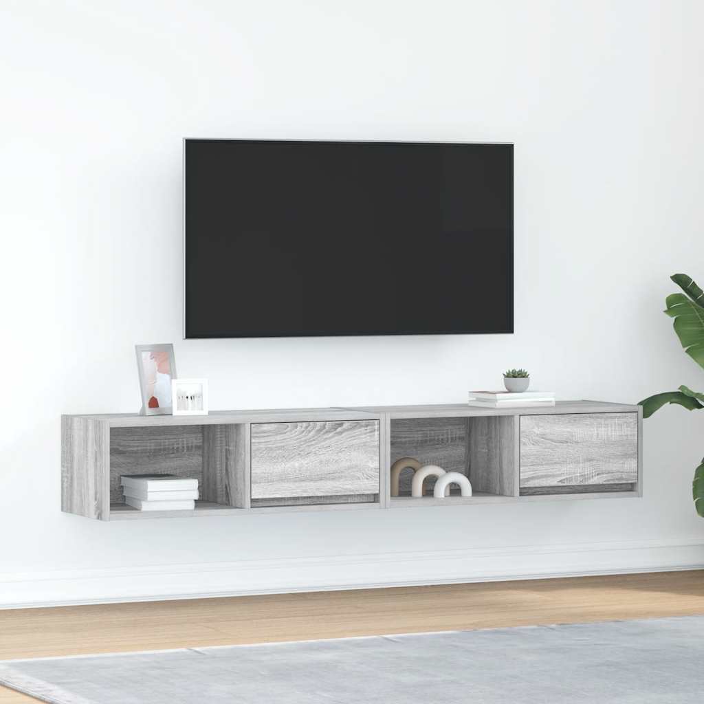 vidaXL Szafki RTV 2 szt. Szary Sonoma 80x31x25,5 cm Drewno klejone