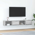 vidaXL Szafki RTV 2 szt. Szary Sonoma 80x31x25,5 cm Drewno klejone