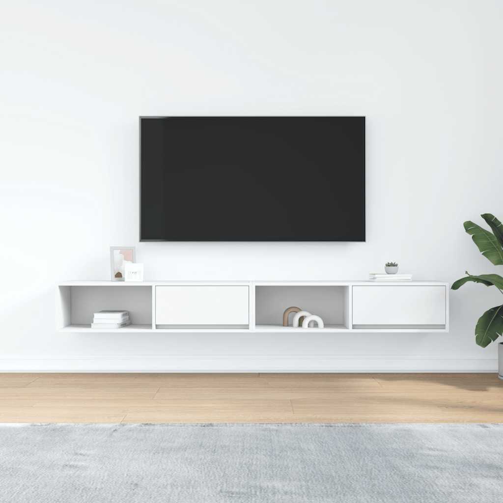 vidaXL Szafki pod TV 2 szt. Białe 100x31x25,5 cm Drewno klejone