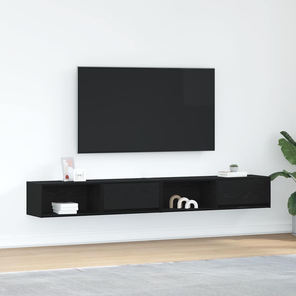 vidaXL Szafki RTV 2 szt. Dąb czarny 100x31x25,5 cm Drewno klejone