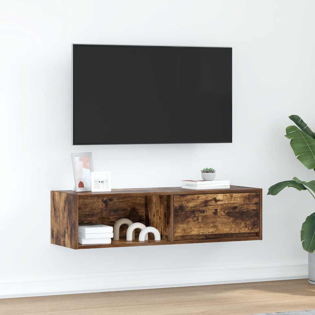 vidaXL Szafka RTV Dąb wędzony 100x31x25,5 cm Drewno klejone