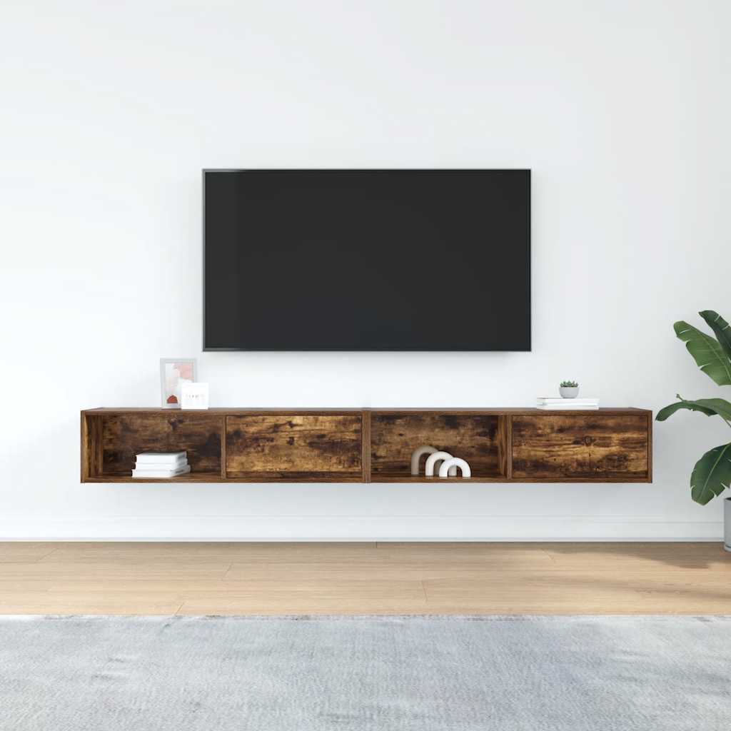 vidaXL Szafki RTV 2 szt. Dąb wędzony 100x31x25,5 cm Drewno klejone