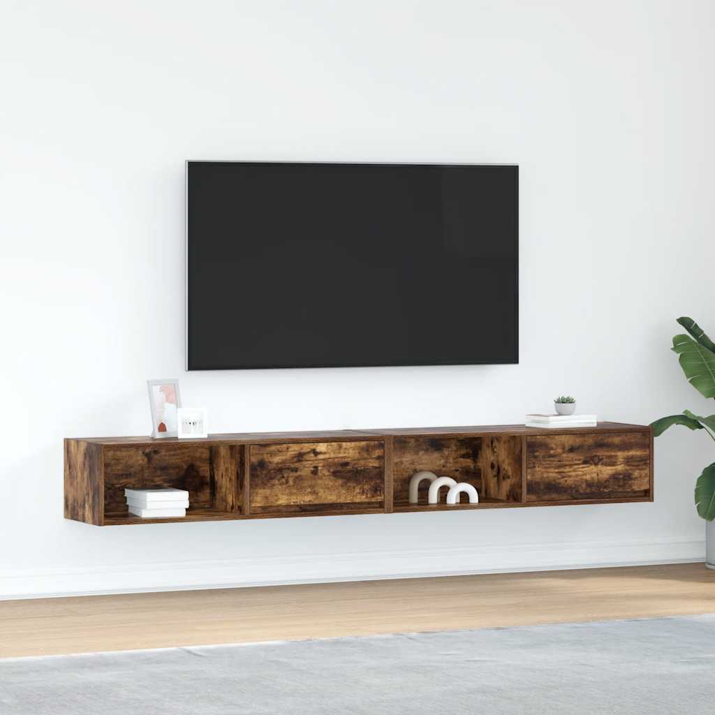 vidaXL Szafki RTV 2 szt. Dąb wędzony 100x31x25,5 cm Drewno klejone