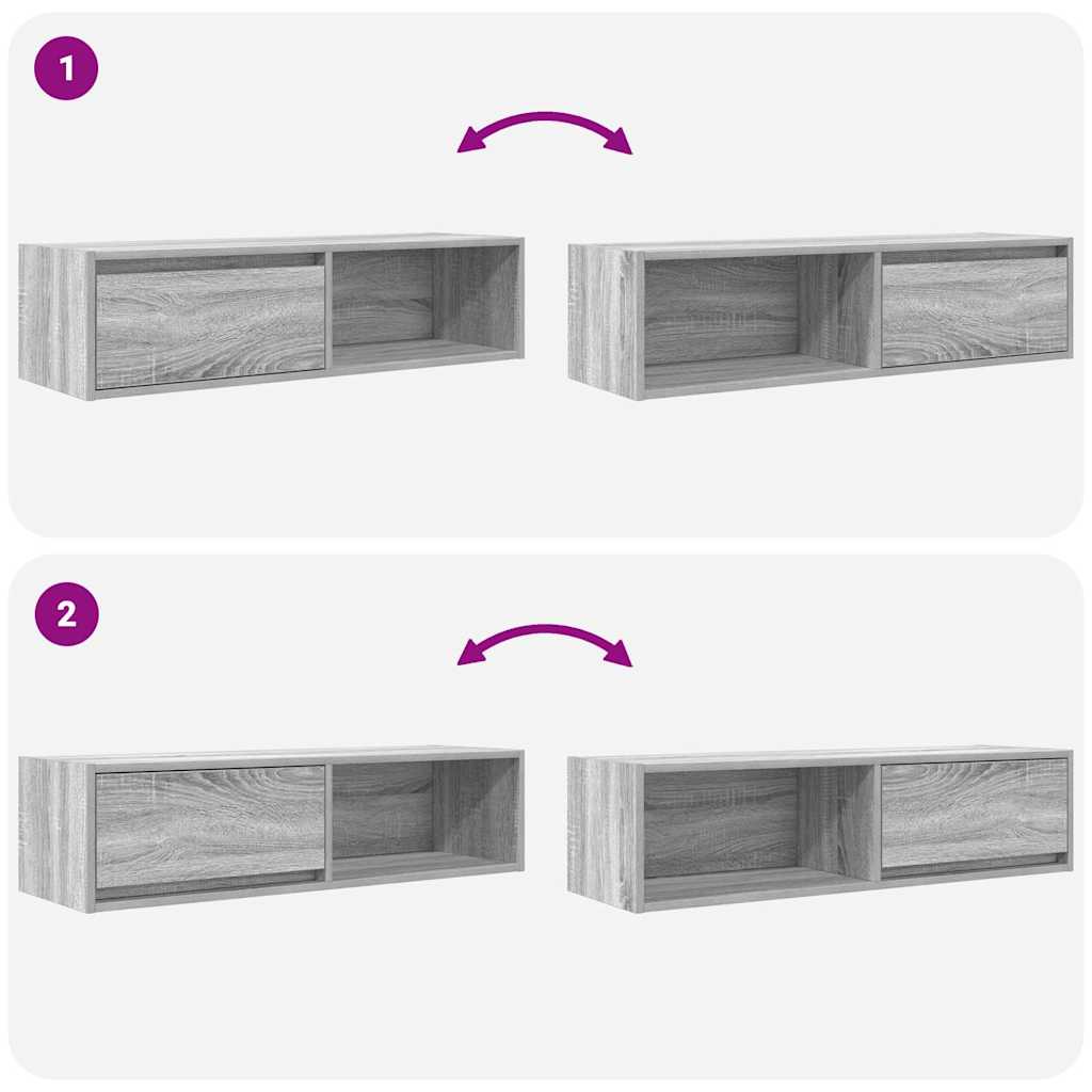 vidaXL Szafka RTV Szara Sonoma 100x31x25,5 cm Drewno klejone