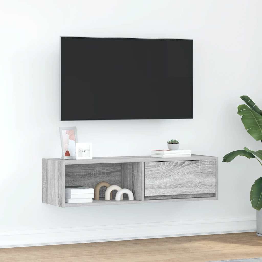 vidaXL Szafka RTV Szara Sonoma 100x31x25,5 cm Drewno klejone