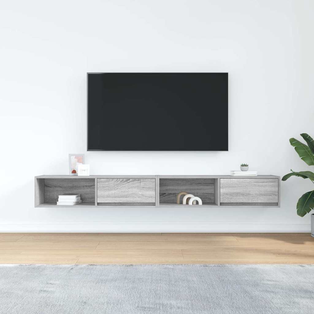 vidaXL Szafki RTV 2 szt. Szary Sonoma 100x31x25,5 cm Drewno klejone