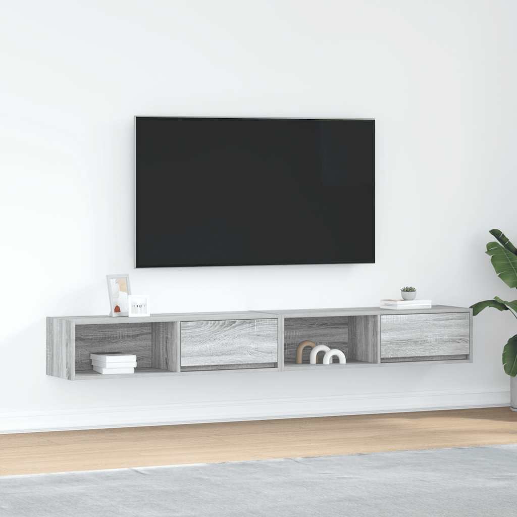 vidaXL Szafki RTV 2 szt. Szary Sonoma 100x31x25,5 cm Drewno klejone