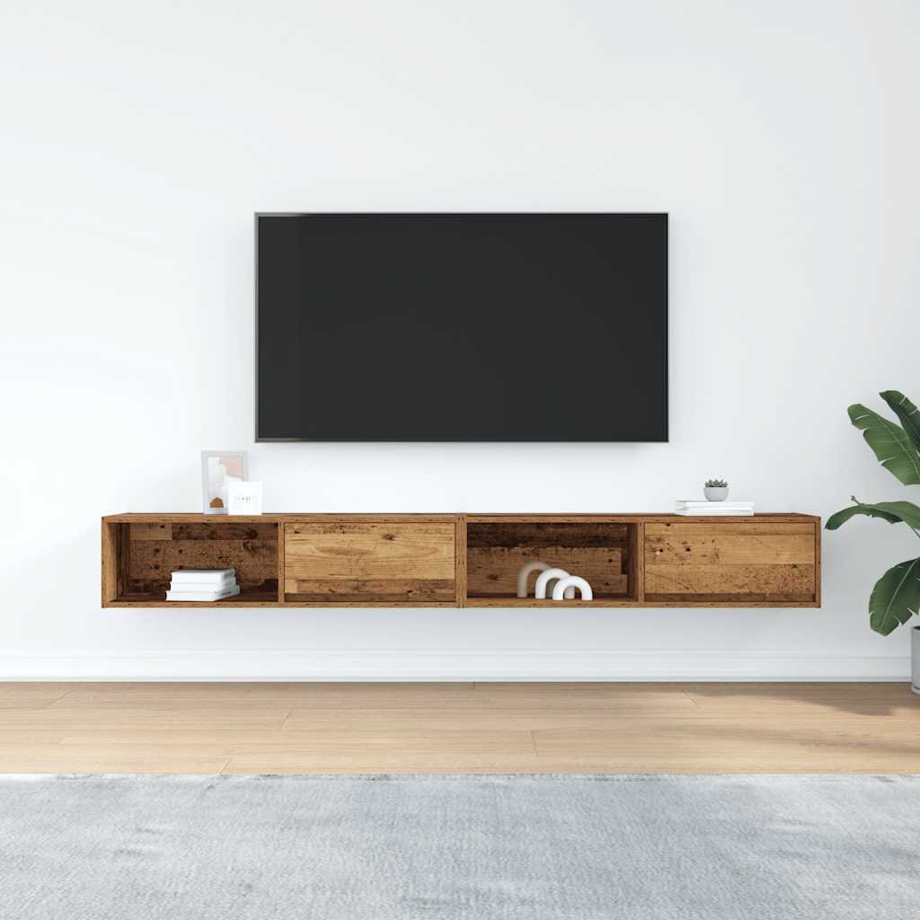 vidaXL Szafki RTV 2 szt. Stare drewno 100x31x25,5 cm Drewno klejone