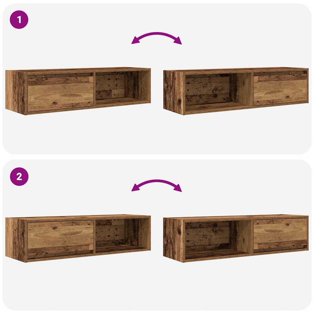 vidaXL Szafki RTV 2 szt. Stare drewno 100x31x25,5 cm Drewno klejone